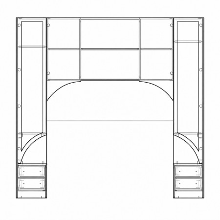 Mobilier dormitor gri deschis cu pat 140x200 model A-20 Mobilă pentru dormitor gri deschis A-20 cu dulapuri în jurul patului 140x200